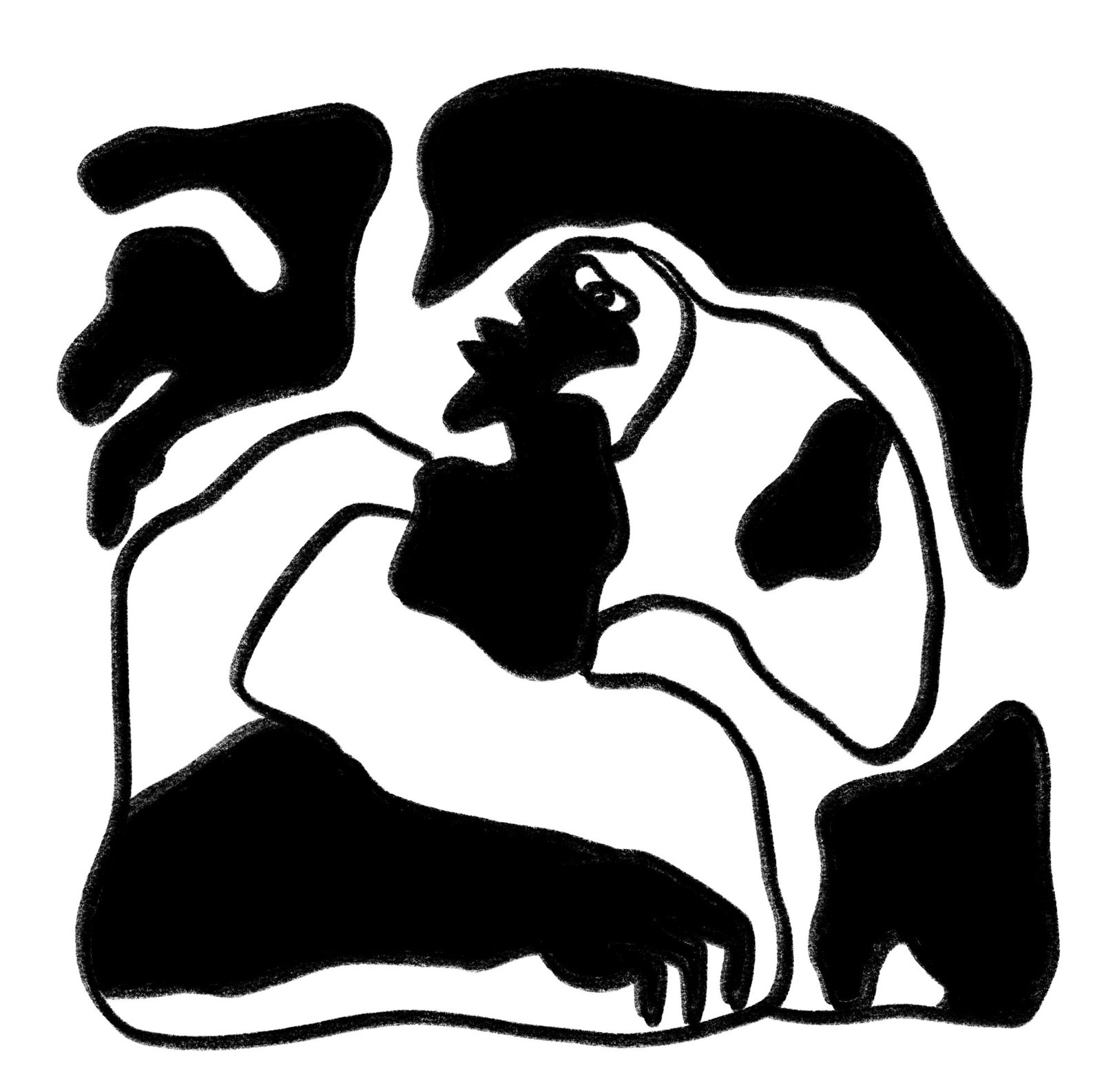 Day Dream: a figure drifting among black shapes.