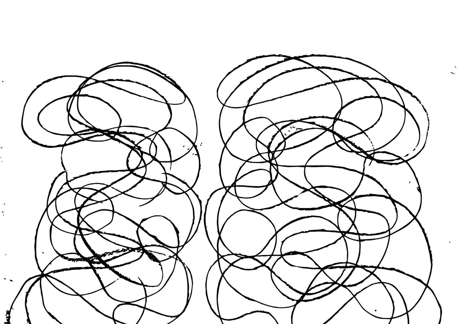 A two-handed paper drawing of loose loops.