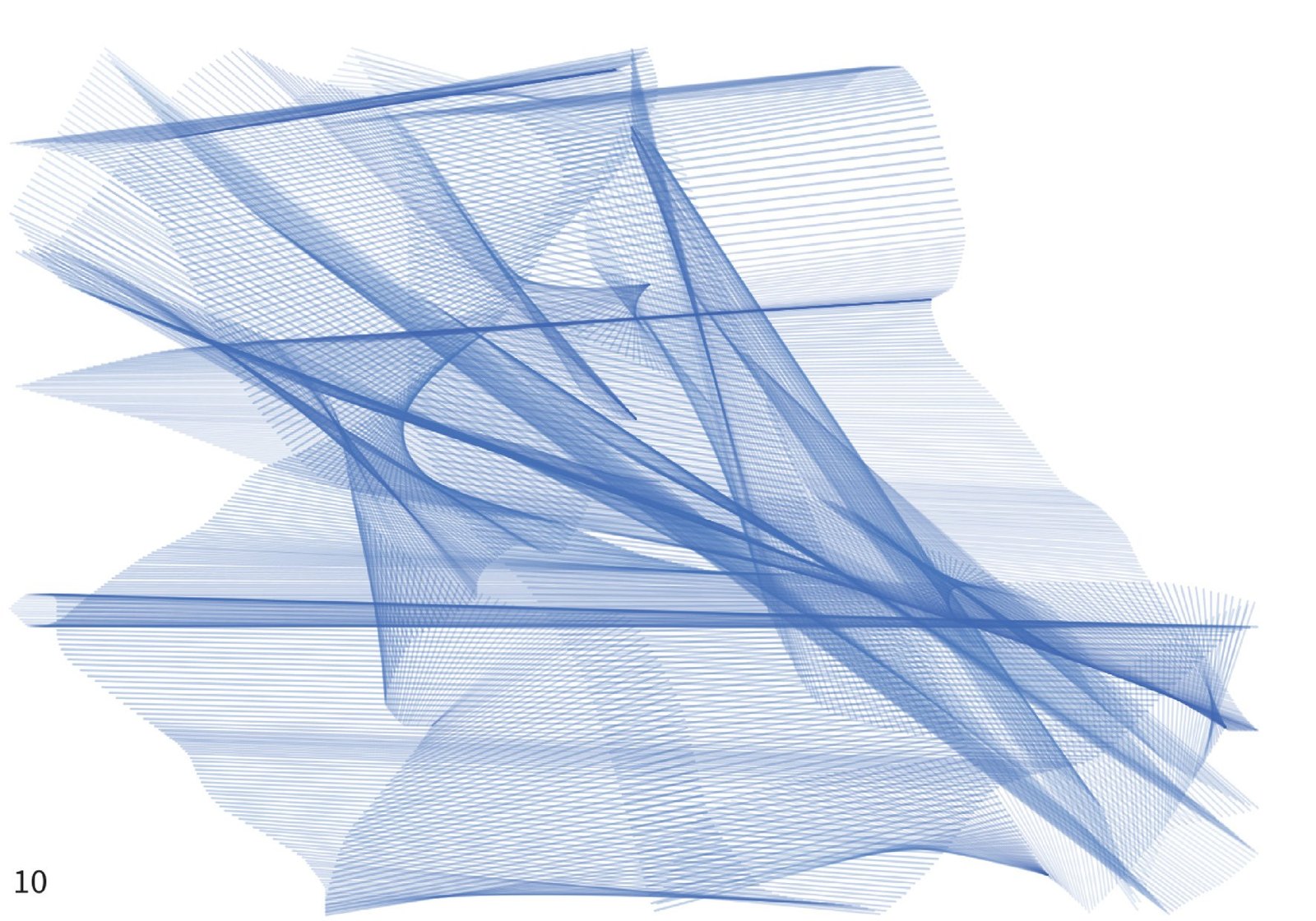 A blue digital trace of crossing lines.