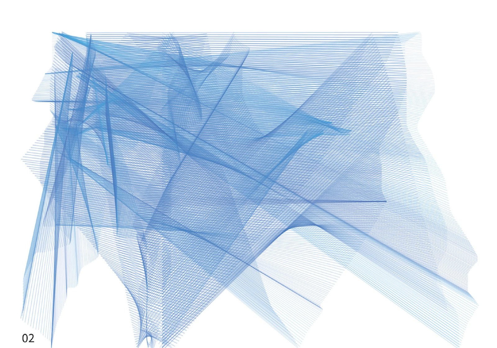 A blue digital trace, layered.