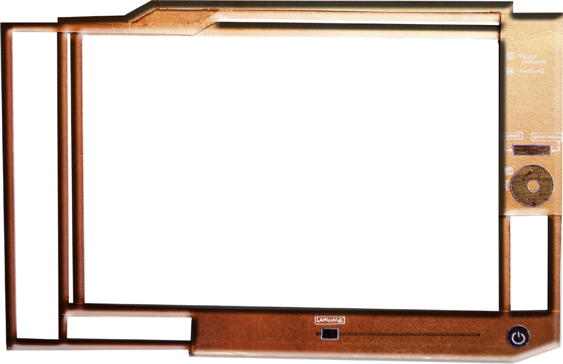 The final frame: overlapping wooden outlines with controls on the right.