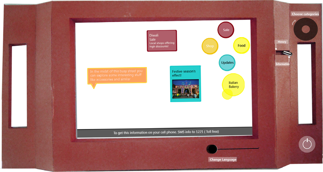 The first board model of the frame, with the interface placed on screen.